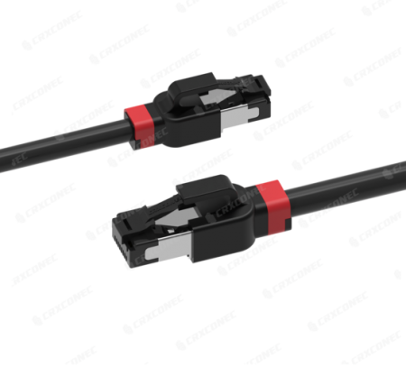 Cable de conexión FTP Cat.5E de 26AWG con clip corto y certificación UL, 1M, color negro - Cable de conexión FTP Cat.5E de 26AWG con clip corto listado por UL.